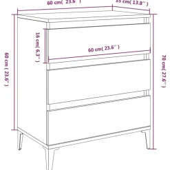 Ladekasten|Ladekasten-vidaXL - Dressoir met 3 lades - Zwart - Bewerkt hout en metaal- 91x28x75 cm