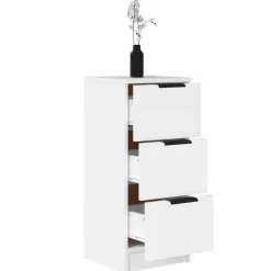 vidaXL - Dressoir met 3 lades - Wit - Bewerkt hout - 30x30x70 cm