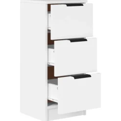 vidaXL - Dressoir met 3 lades - Wit - Bewerkt hout - 30x30x70 cm