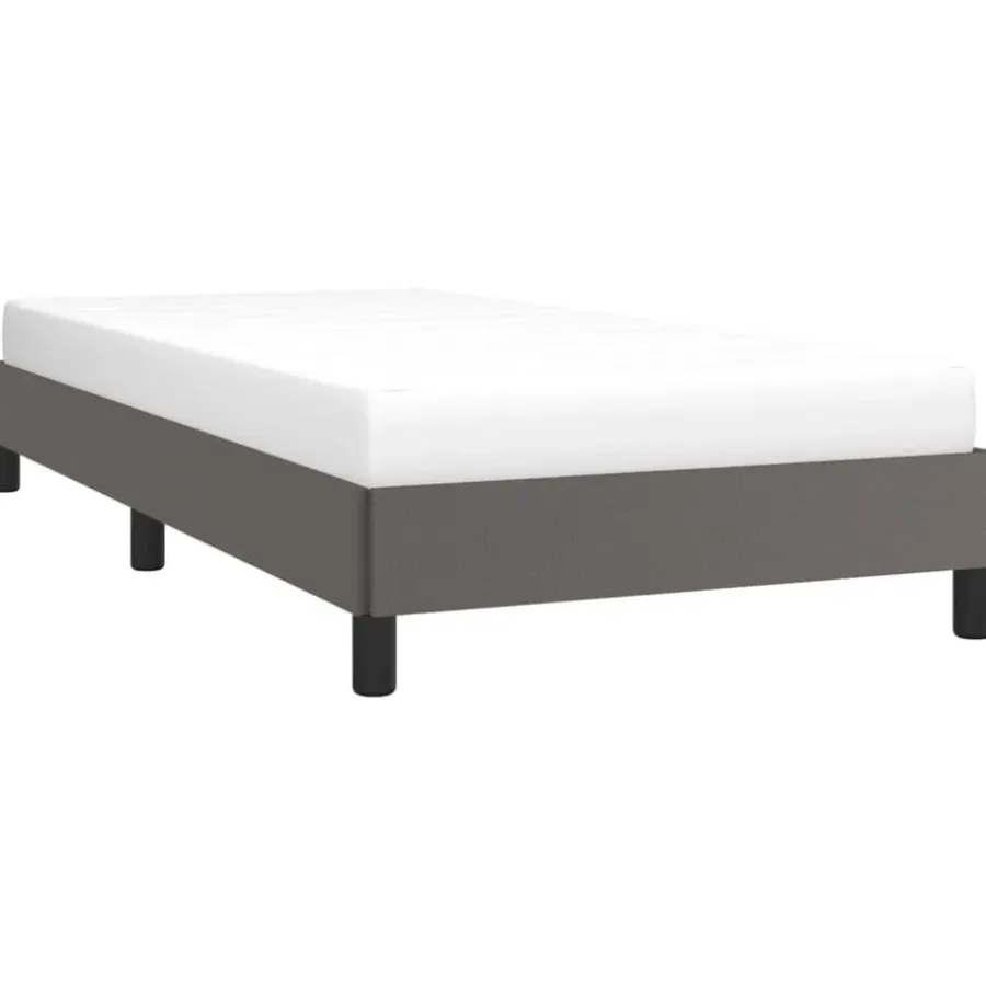 1-Persoons Bedden-vidaXL - Eenpersoonsbed frame met lattenbodem - Grijs - Kunstleer - 80x200 cm