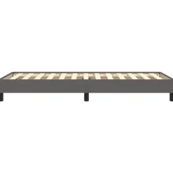 1-Persoons Bedden-vidaXL - Eenpersoonsbed frame met lattenbodem - Grijs - Kunstleer - 80x200 cm