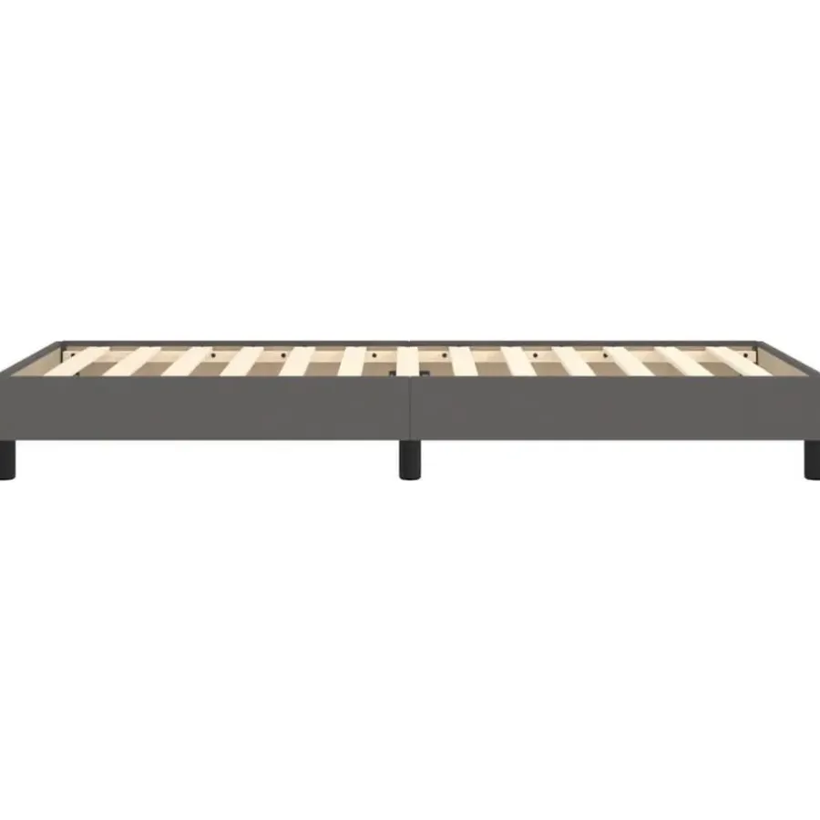 1-Persoons Bedden-vidaXL - Eenpersoonsbed frame met lattenbodem - Grijs - Kunstleer - 80x200 cm