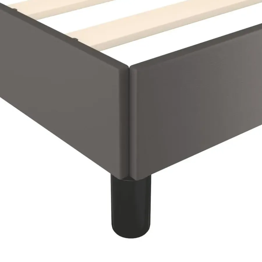 1-Persoons Bedden-vidaXL - Eenpersoonsbed frame met lattenbodem - Grijs - Kunstleer - 80x200 cm