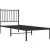 vidaXL - Eenpersoonsbed met hoofdbord - Zwart - Metaal - 80x200 cm