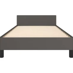 1-Persoons Bedden-vidaXL - Eenpersoonsbed met hoofdeinde zonder matras - Grijs - 90x200 cm