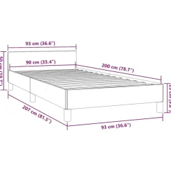 1-Persoons Bedden-vidaXL - Eenpersoonsbed met hoofdeinde zonder matras - Grijs - 90x200 cm