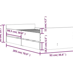 vidaXL - Eenpersoonsbed met lades - Zwart - 90x200 cm