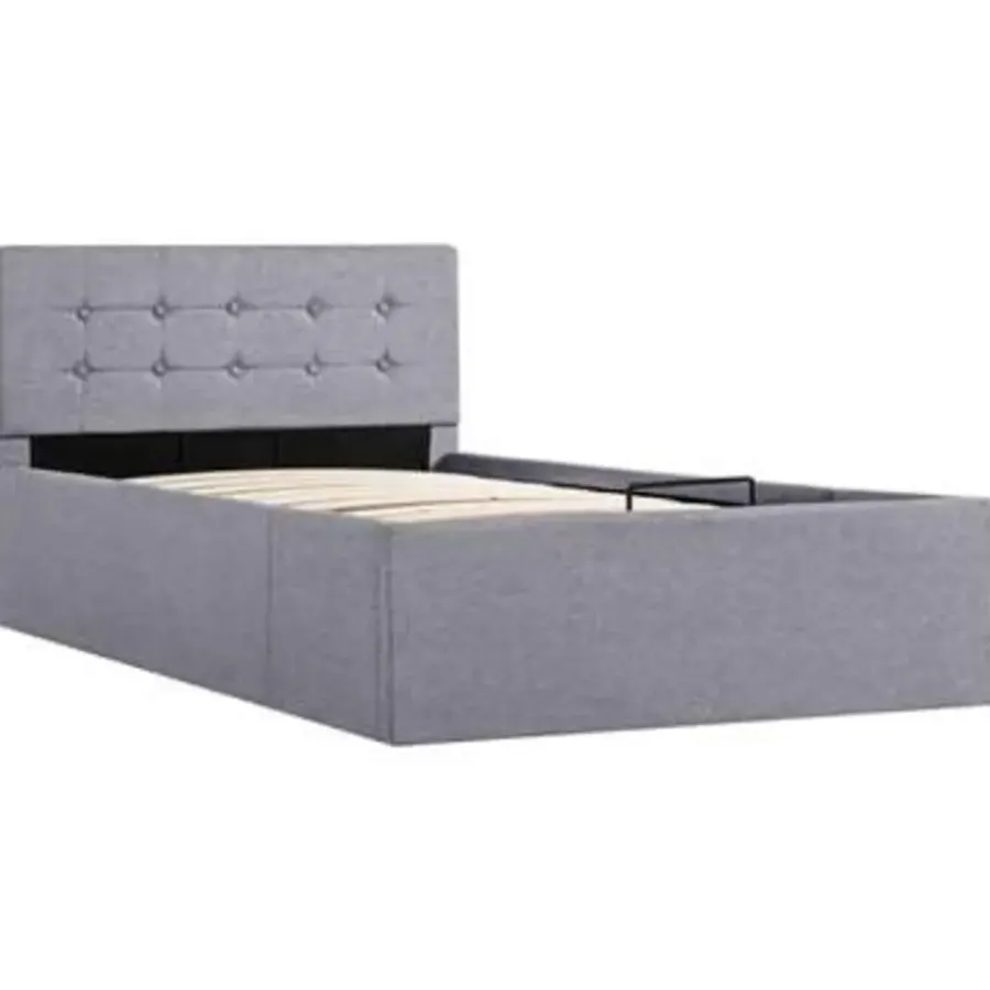 vidaXL - Eenpersoonsbed met opbergruimte - Lichtgrijs - Stof - 90x200 cm