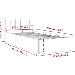 vidaXL - Eenpersoonsbed met opbergruimte - Lichtgrijs - Stof - 90x200 cm