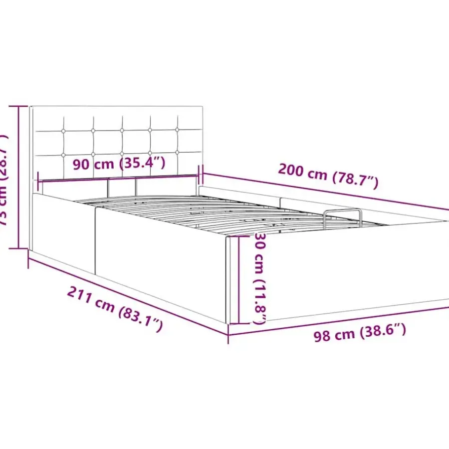 vidaXL - Eenpersoonsbed met opbergruimte - Lichtgrijs - Stof - 90x200 cm