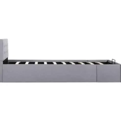 vidaXL - Eenpersoonsbed met opbergruimte - Lichtgrijs - Stof - 90x200 cm