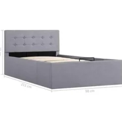 vidaXL - Eenpersoonsbed met opbergruimte - Lichtgrijs - Stof - 90x200 cm