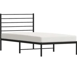 vidaXL - Eenspersoonsbed met hoofdbord - Zwart - Metaal - 80x200 cm