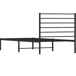 vidaXL - Eenspersoonsbed met hoofdbord - Zwart - Metaal - 80x200 cm