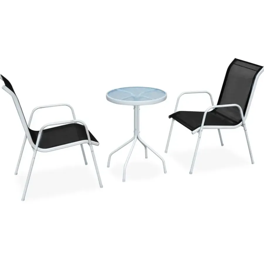 Bistro- & Balkonsets-vidaXL - Eethoek Voor Buiten - Zwart - Staal - 3 stuks
