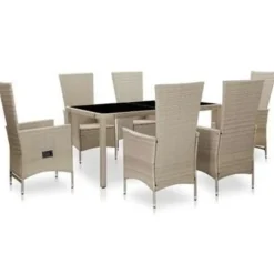 Tuinsets-vidaXL - Eethoek Voor Buiten - Beige - Poly rattan - 150 cm tafellengte
