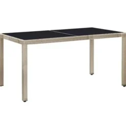 Tuinsets-vidaXL - Eethoek Voor Buiten - Beige - Poly rattan - 150 cm tafellengte