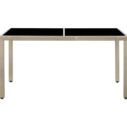 Tuinsets-vidaXL - Eethoek Voor Buiten - Beige - Poly rattan - 150 cm tafellengte