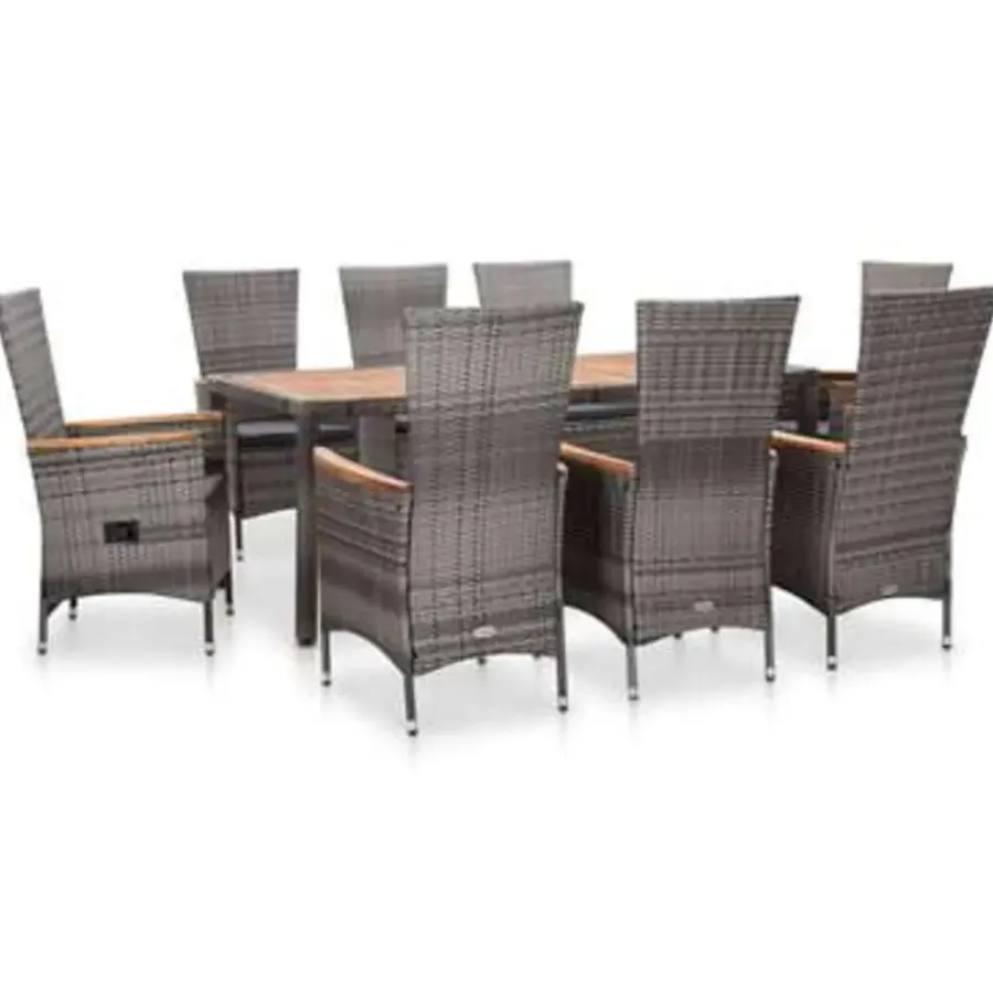 vidaXL - Eethoek Voor Buiten - Grijs - Poly rattan