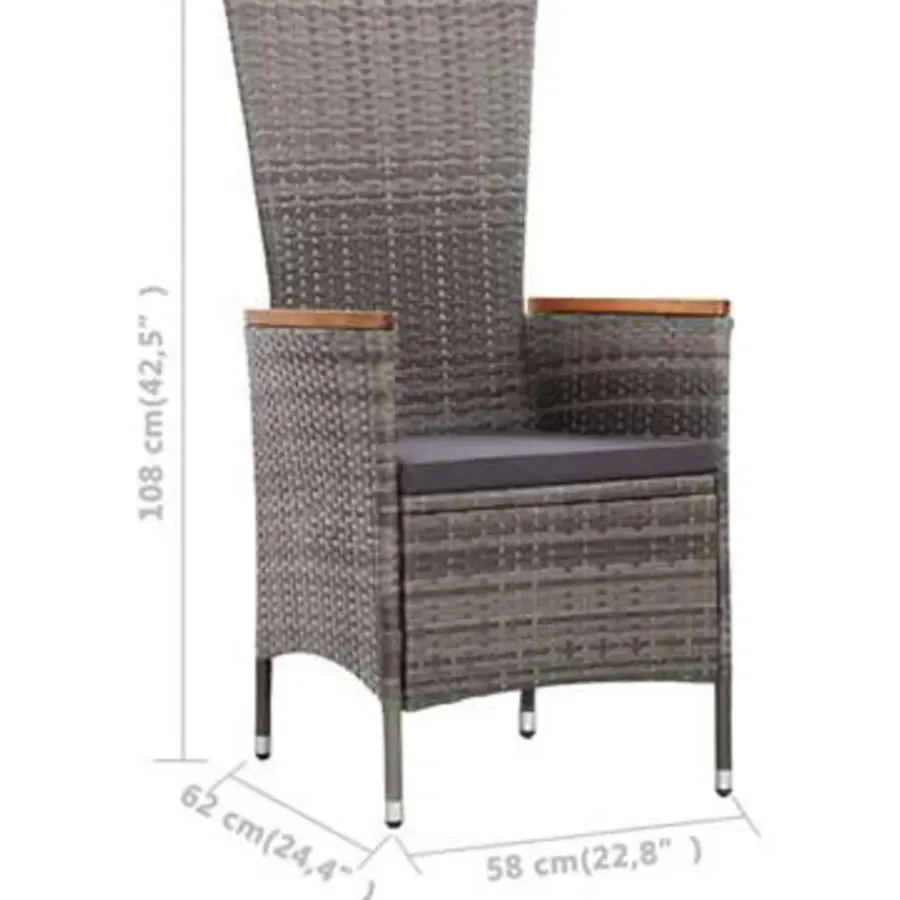 vidaXL - Eethoek Voor Buiten - Grijs - Poly rattan