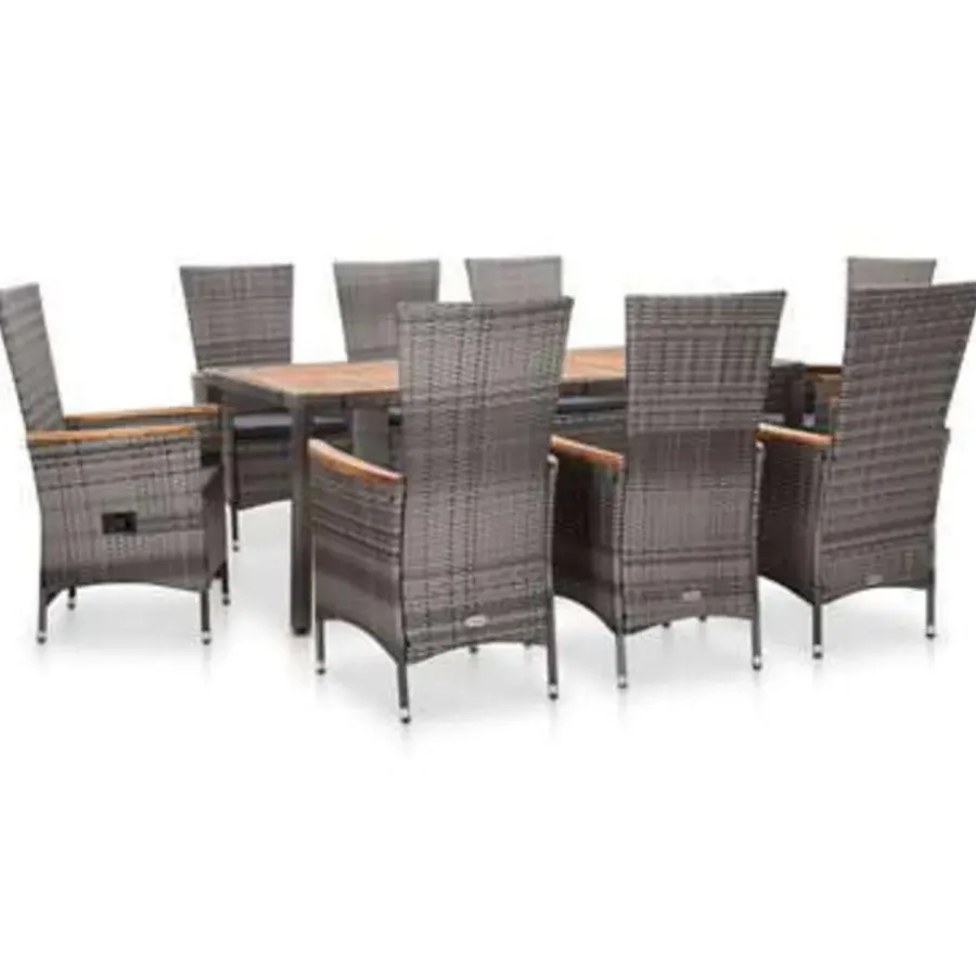 vidaXL - Eethoek Voor Buiten - Grijs - Poly rattan