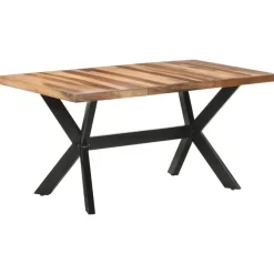 Rechthoekige Eettafels-vidaXL - Eettafel - Bruin - Hout - 160 x 80 x 75 cm