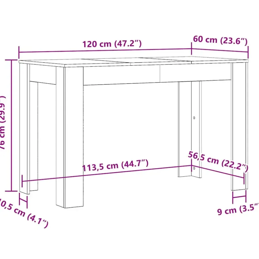 vidaXL - Eettafel - Grijs - Bewerkt hout