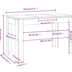 vidaXL - Eettafel - Wit - Bewerkt hout