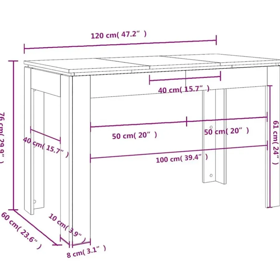 vidaXL - Eettafel - Wit - Bewerkt hout