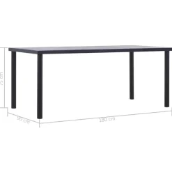 Rechthoekige Eettafels-vidaXL - Eettafel - Zwart - MDF - 180 x 90 x 75 cm
