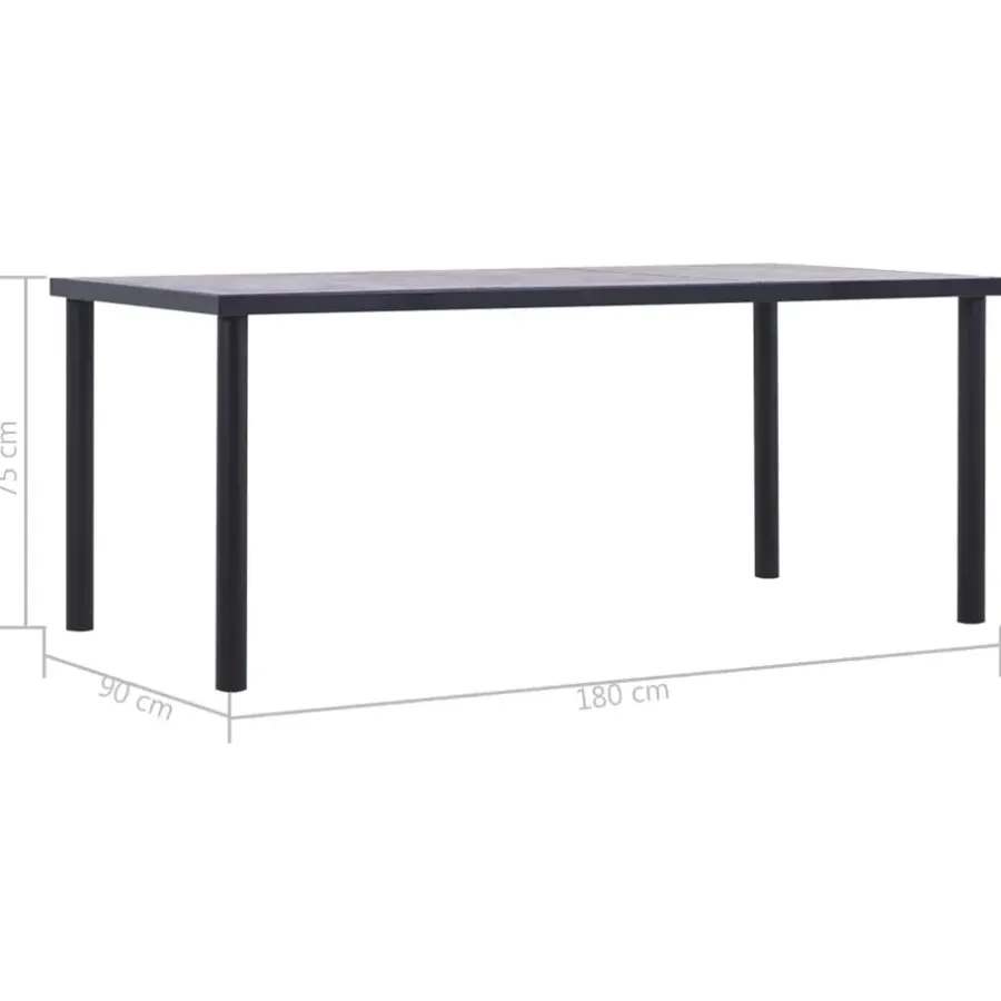 Rechthoekige Eettafels-vidaXL - Eettafel - Zwart - MDF - 180 x 90 x 75 cm