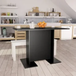 Rechthoekige Eettafels|Houten Eettafels-vidaXL - Eettafel - Zwart - Bewerkt hout