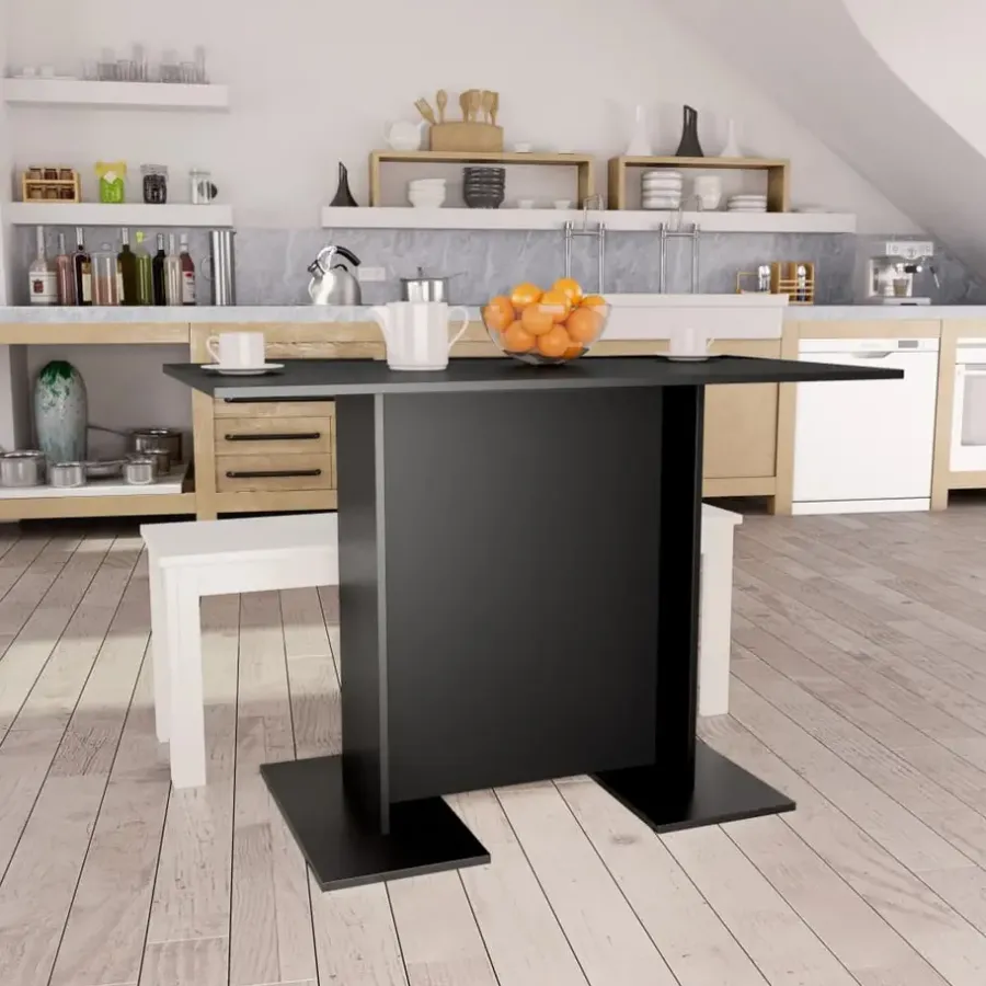 Rechthoekige Eettafels|Houten Eettafels-vidaXL - Eettafel - Zwart - Bewerkt hout