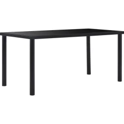 Rechthoekige Eettafels-vidaXL - Eettafel - Zwart - Glas - 160 x 80 x 75 cm