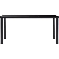 Rechthoekige Eettafels-vidaXL - Eettafel - Zwart - Glas - 160 x 80 x 75 cm