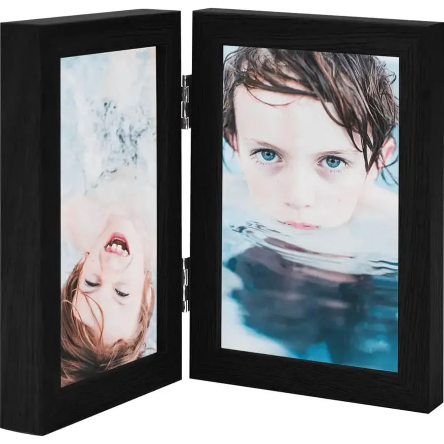 Fotolijsten-vidaXL - Fotolijst - Zwart - MDF - 2 x (21 x 29.7 cm)