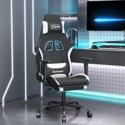Gamestoelen-vidaXL - Gamingstoel - Wit - Stof