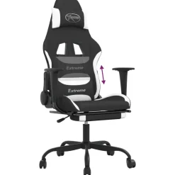 Gamestoelen-vidaXL - Gamingstoel - Wit - Stof