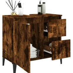 vidaXL - Gerookt eiken Wastafelonderkast - 1 deur 2 lades - Hout - 65x33x60 cm