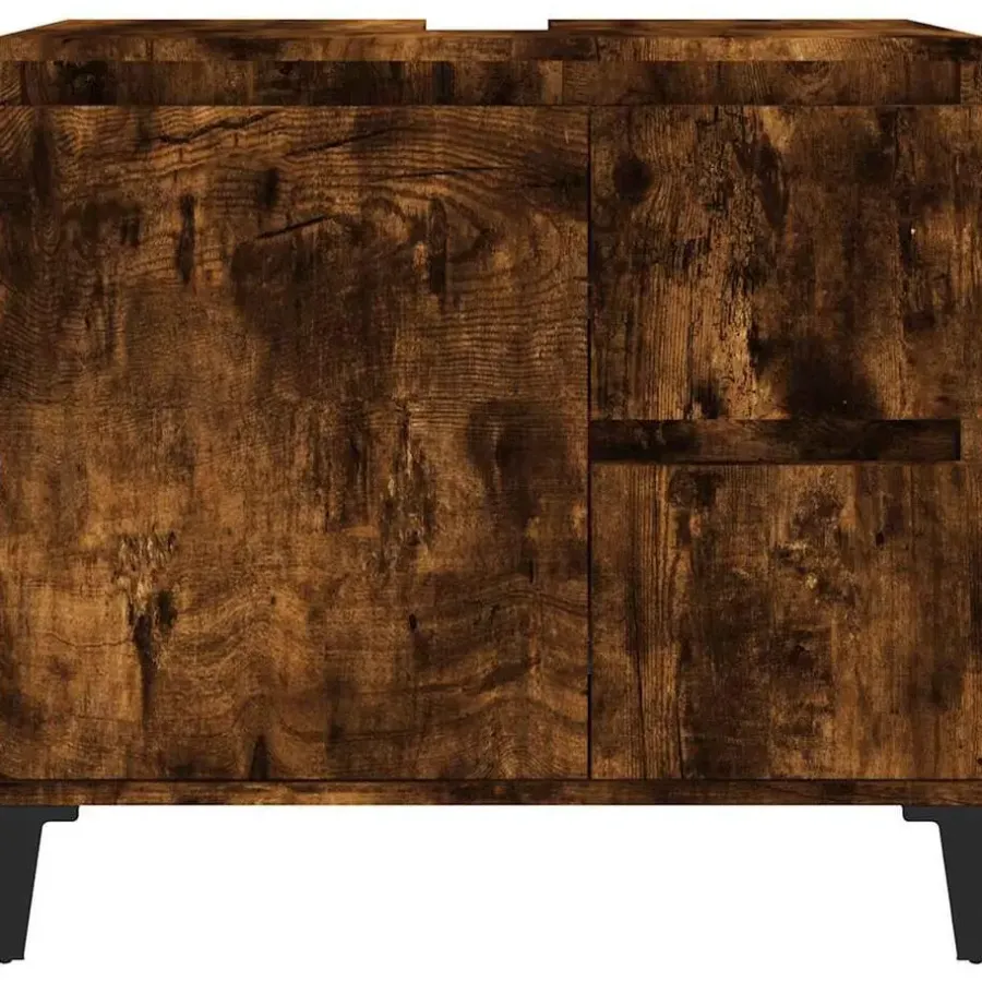 vidaXL - Gerookt eiken Wastafelonderkast - 1 deur 2 lades - Hout - 65x33x60 cm