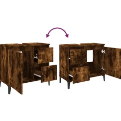 vidaXL - Gerookt eiken Wastafelonderkast - 1 deur 2 lades - Hout - 65x33x60 cm