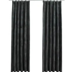 vidaXL - Gordijn - Antraciet - Fluweel - 140 x 245 cm - 2 stuks