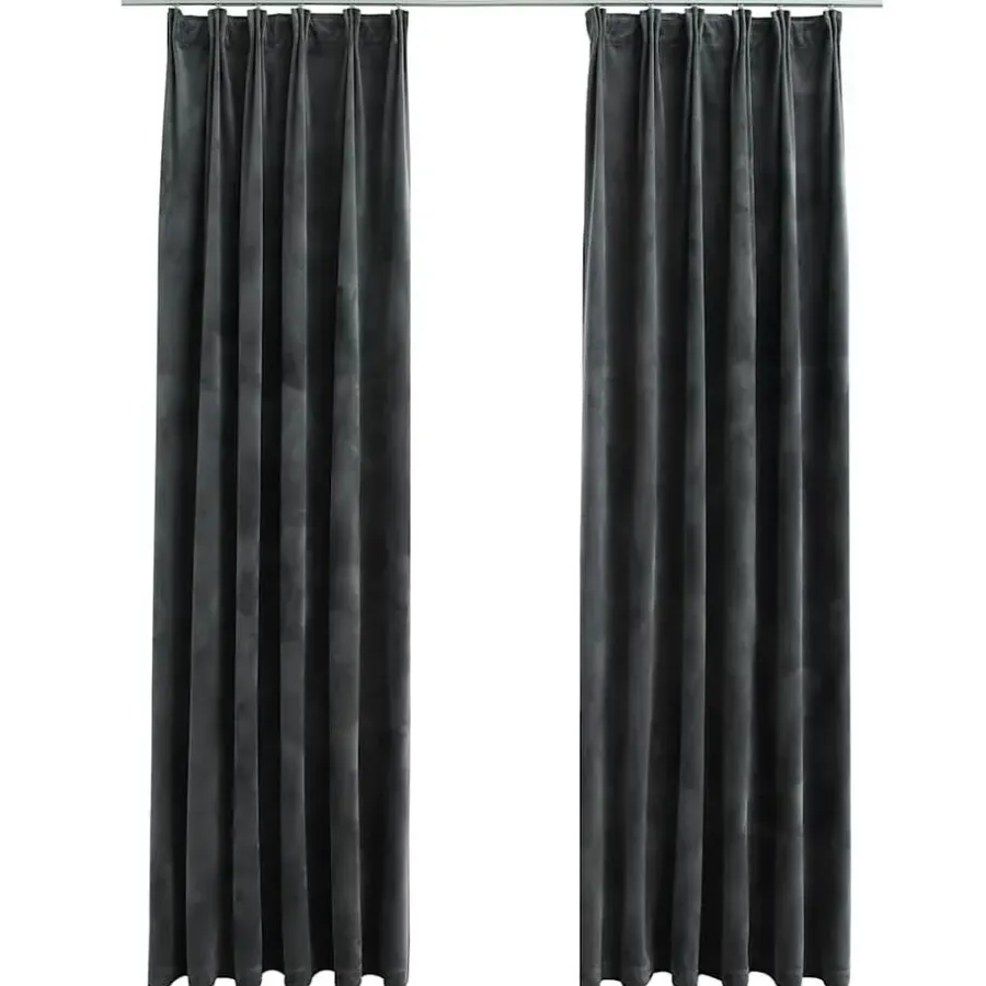 vidaXL - Gordijn - Antraciet - Fluweel - 140 x 175 cm - 2 stuks