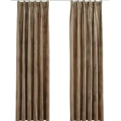 vidaXL - Gordijn - Beige - Fluweel - 140 x 225 cm - 2 stuks