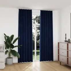 Gordijnen|Kant &Amp; Klaar Gordijnen-vidaXL - Gordijn - Blauw - Fluweel - 140 x 245 cm - 2 stuks