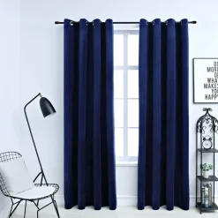 Gordijnen|Kant &Amp; Klaar Gordijnen-vidaXL - Gordijn - Blauw - Fluweel - 140 x 175 cm - 2 stuks
