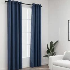 vidaXL - Gordijn - Blauw - Stof - 140 x 225 cm - 2 stuks