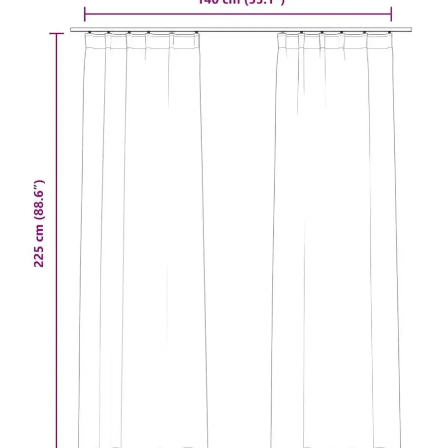 vidaXL - Gordijn - Crème - Fluweel - 140 x 225 cm - 2 stuks