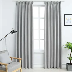vidaXL - Gordijn - Grijs - Stof - 140 x 175 cm - 2 stuks