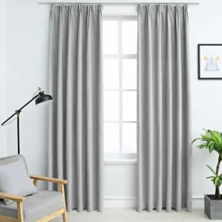 vidaXL - Gordijn - Grijs - Stof - 140 x 245 cm - 2 stuks